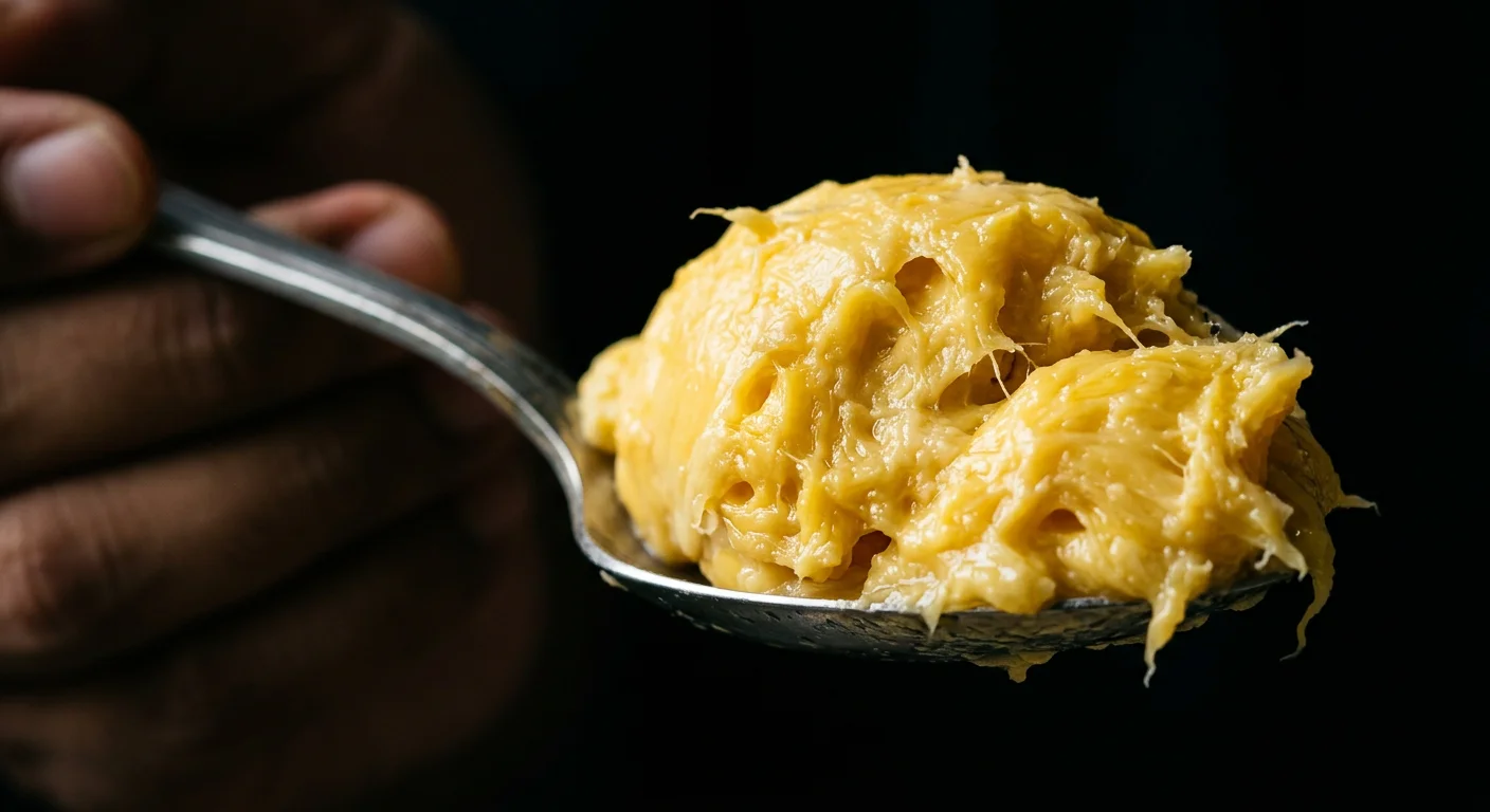A single spoonful of durian flesh, roughly a normal portion